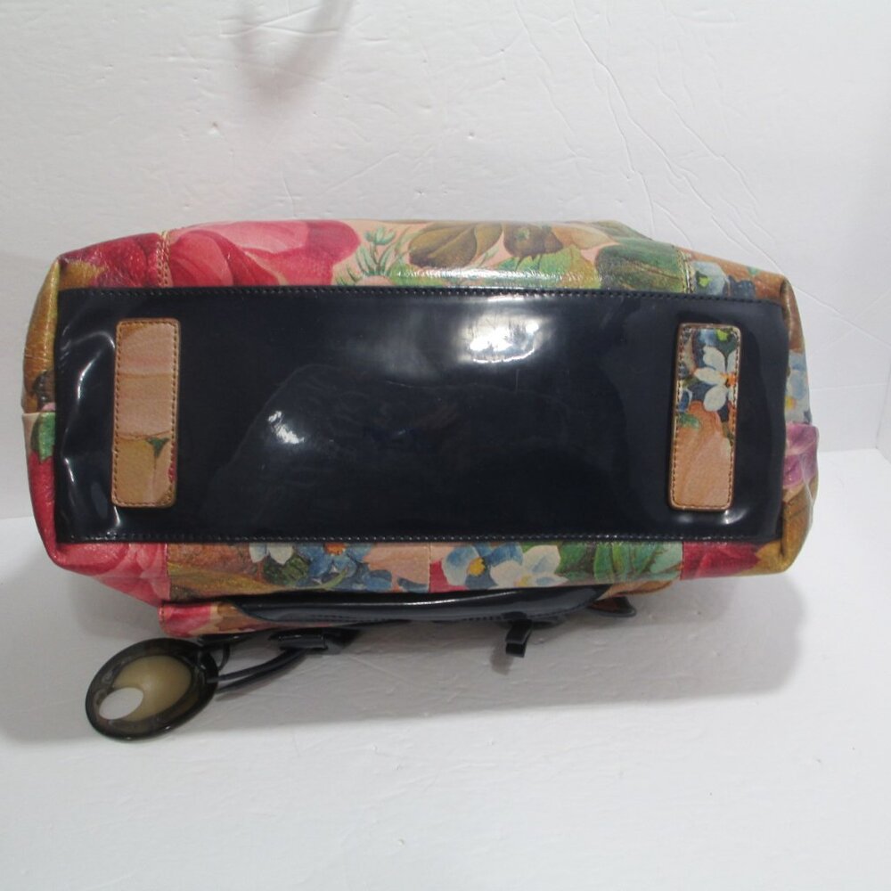 VTG Sharif Originals Floral Patent Leather Handbag Shoulder Bag Purse 14x9x6 - Picture 10 of 13
